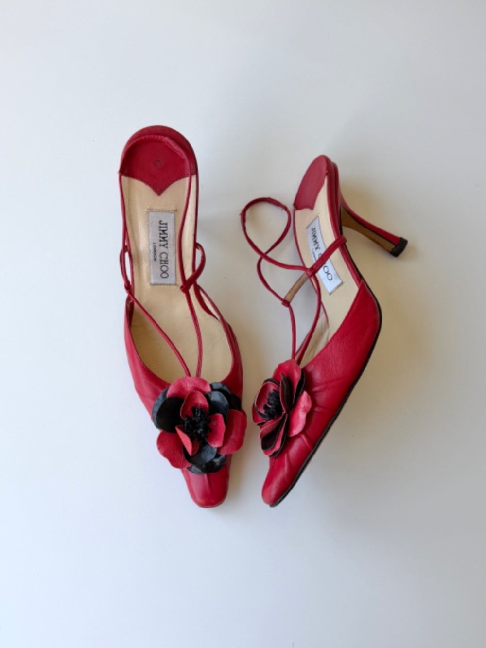 Vintage Jimmy Choo red leather slingback heels IT 39 - Picture 4 of 10